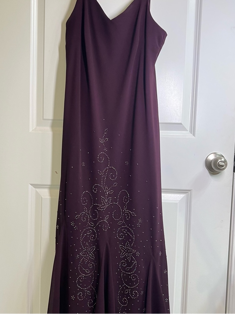 R&M Richards Plum Beaded Maxi Dress